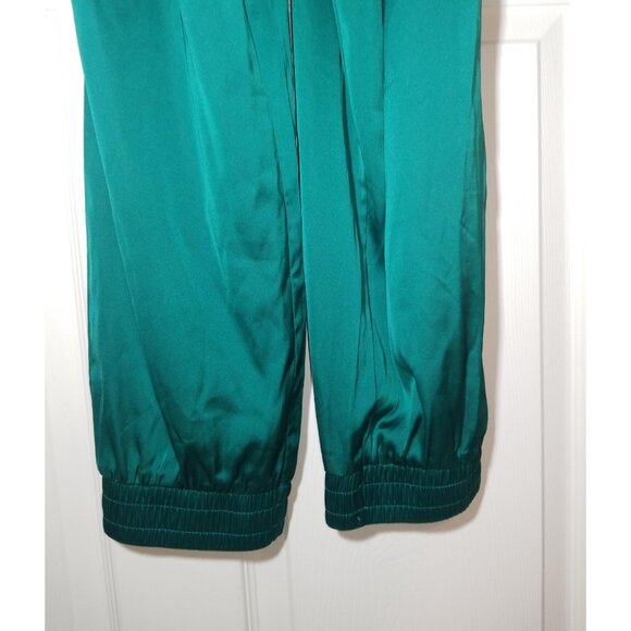 Forever 21 Womens Jumpsuit Size L Green w/Tie V-Neck Straps Sleeveless - Picture 5 of 5